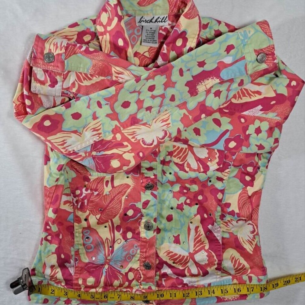 Birch Hill Casual Women's Jewel Jacket Size Medium‎ Pink Multicolor - Picture 10 of 11